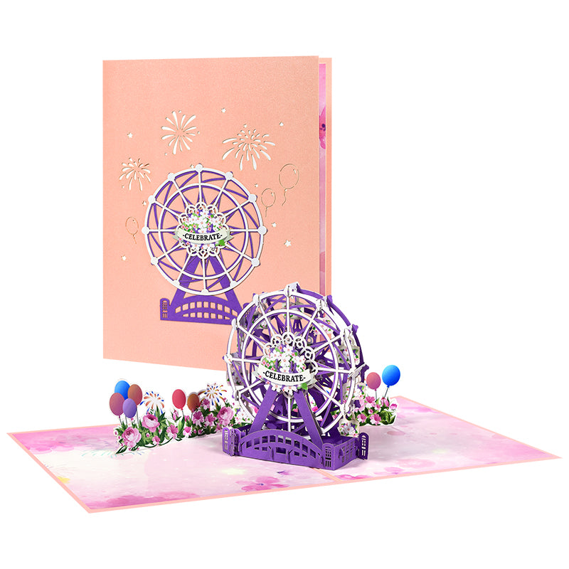 Flower Ferris Wheel Design Celebrate 3D Pop Up Greeting Card