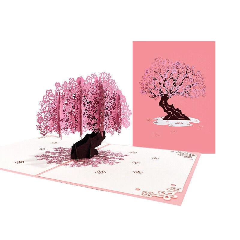 Cherry Blossoms Tree 3D Pop Up Greeting Card - Valentine's Day Anniversary Birthday