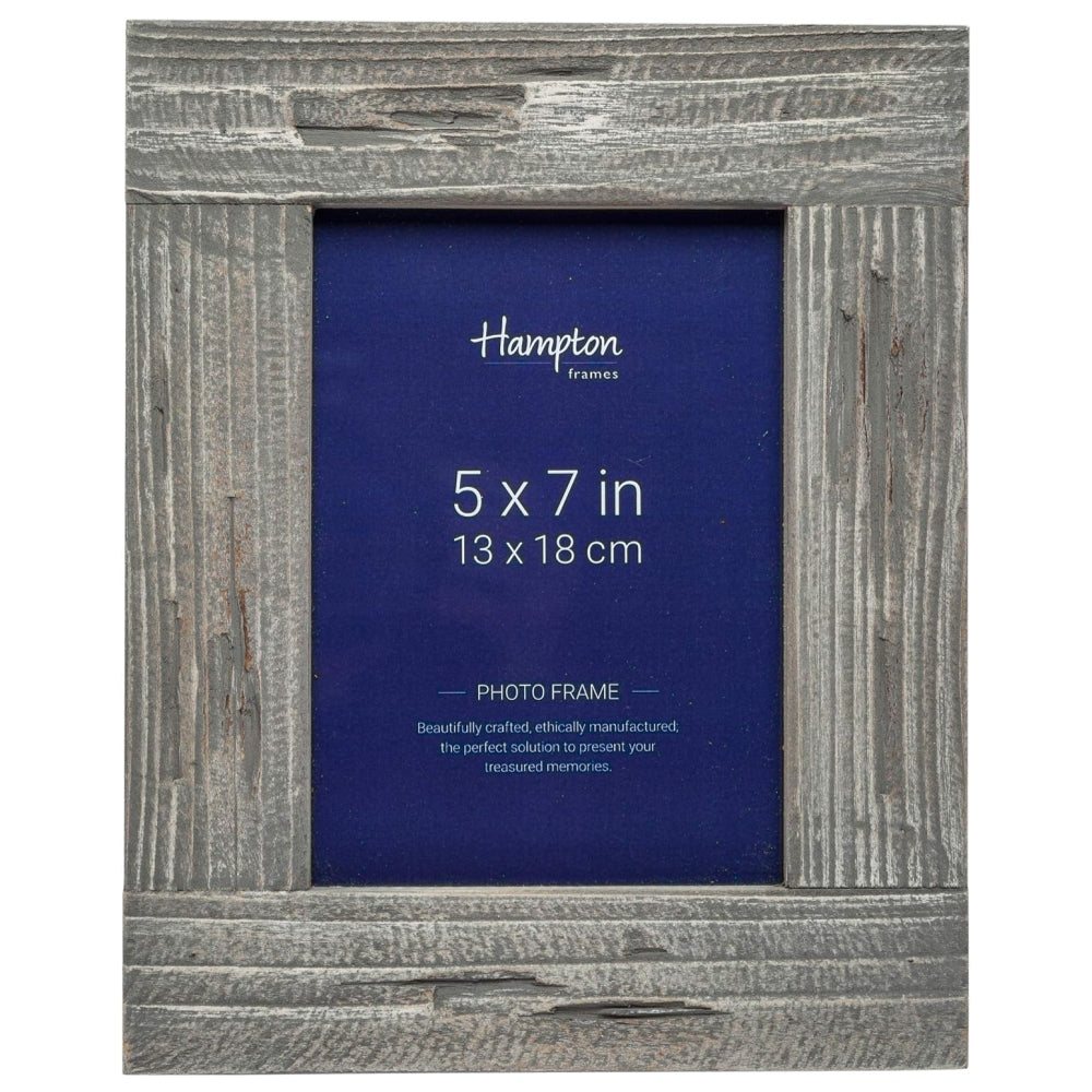 Hampton Farmhouse 5x7 Distressed Grey Painted Wood Photo Frame