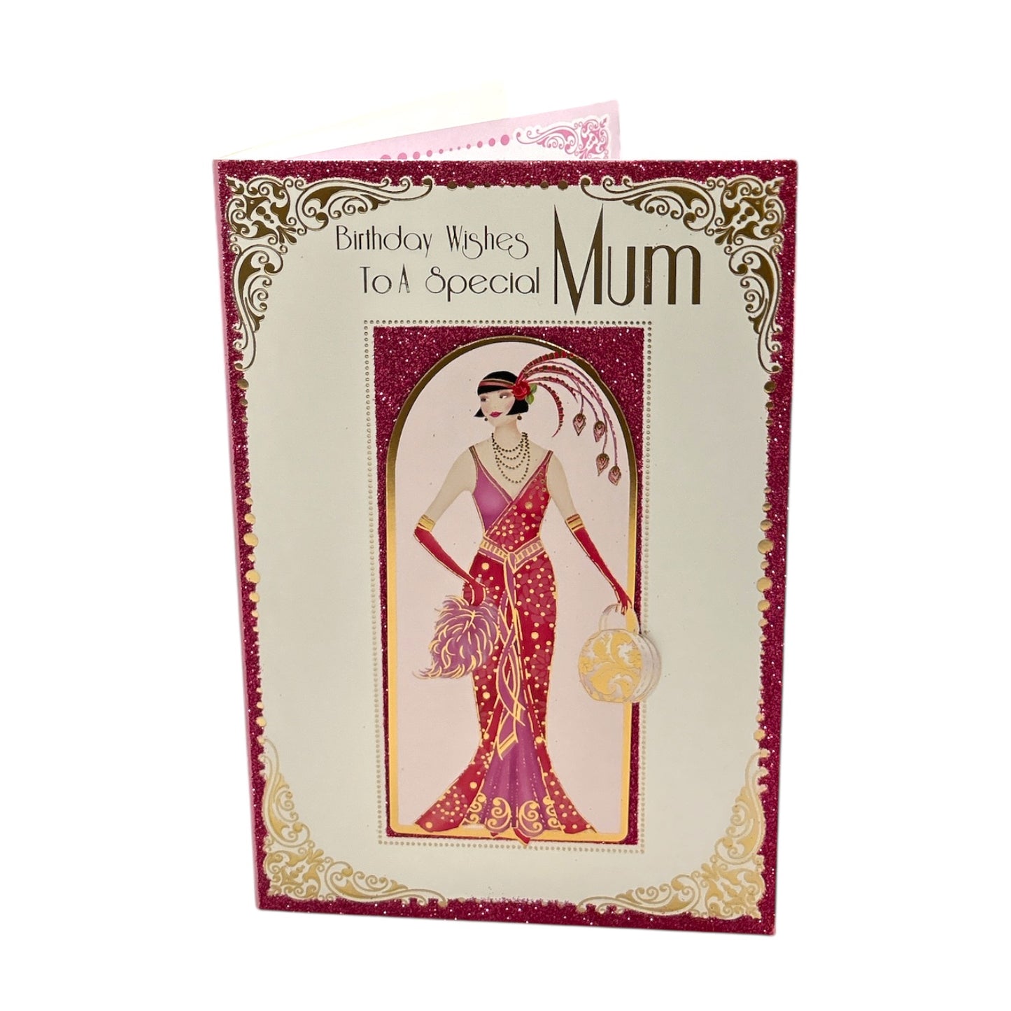 To A Special Mum Lady in Red Dress Design Birthday Card