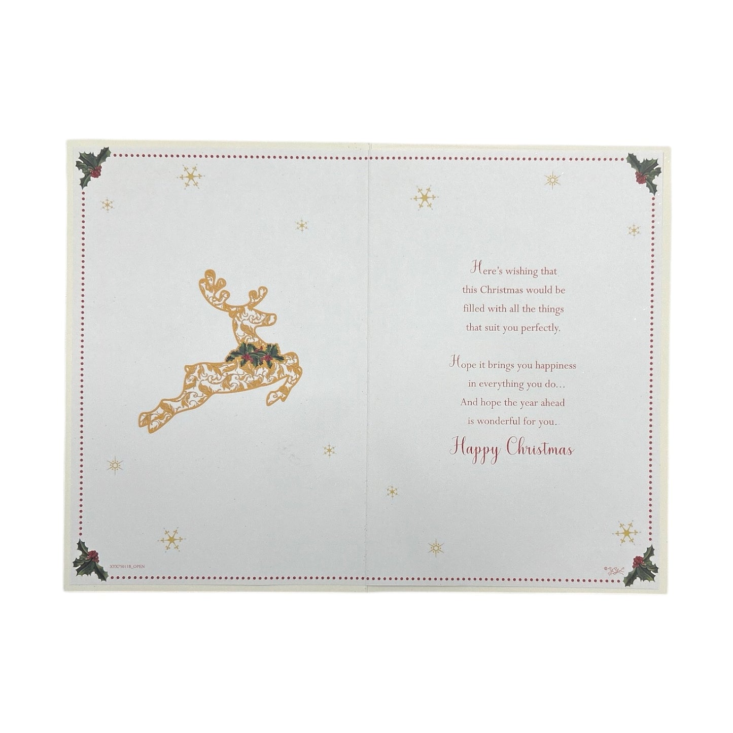 For a Dear Cousin and Family Golden Reindeer Christmas Card