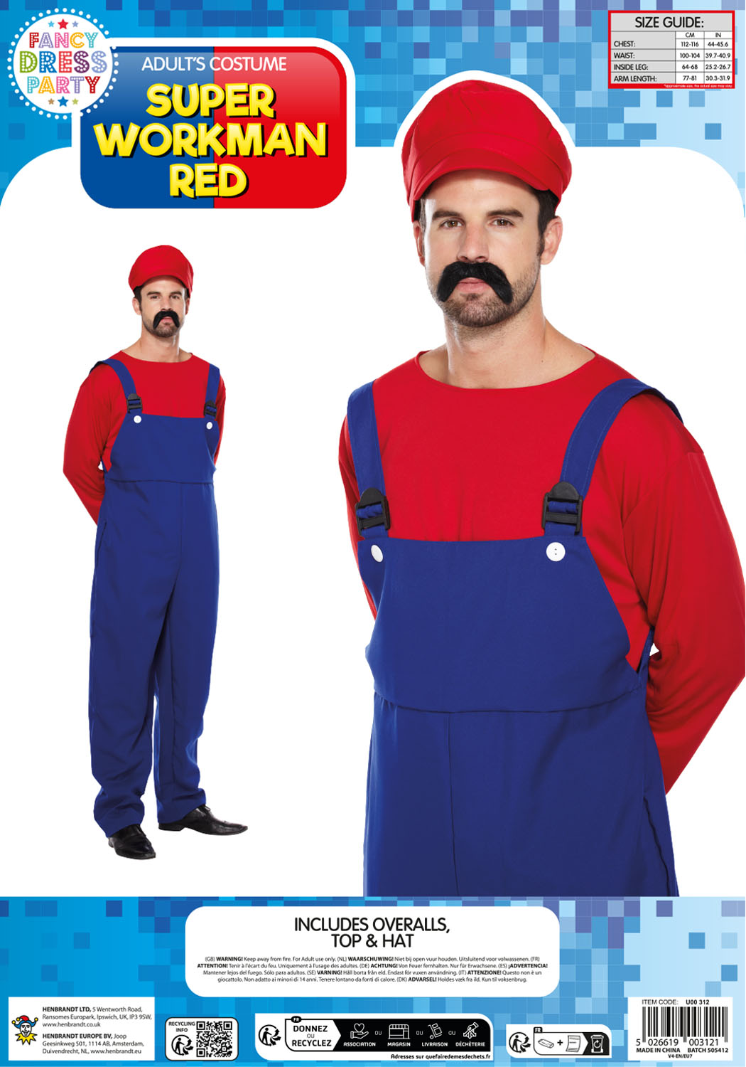 Adult Super Workman Fancy Dress Costume