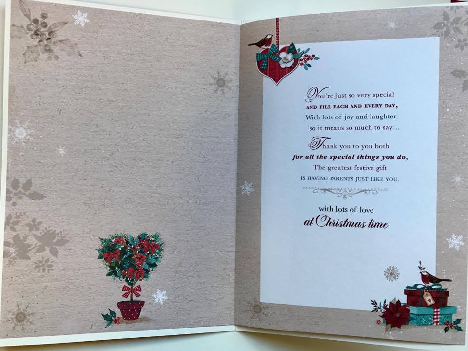 Lovely Verse Gold Glitter & Foil Quality Both Of You Christmas New Card - MUM & DAD