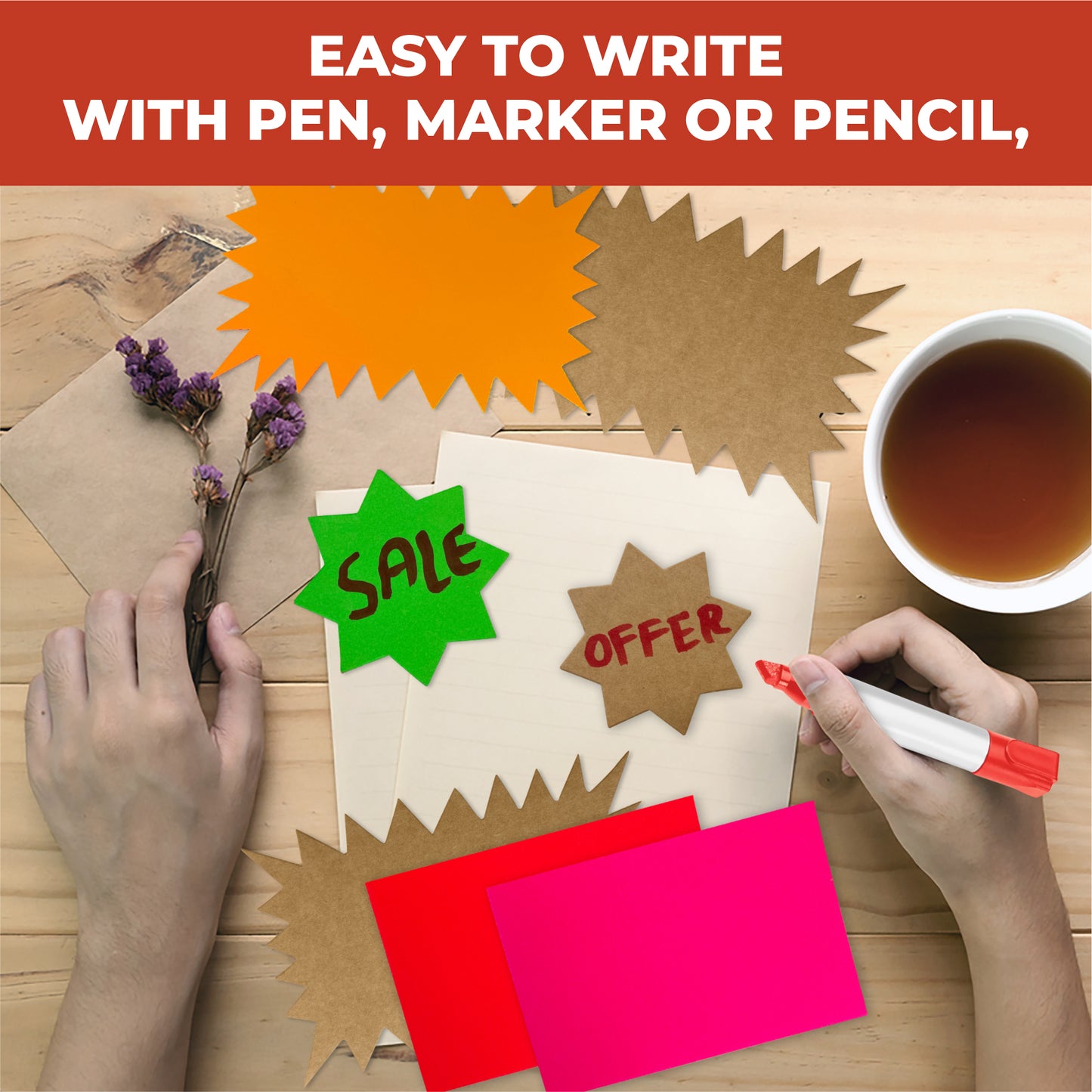 Pack of 600 Assorted Coloured Neon Fluorescent Stars 42mm