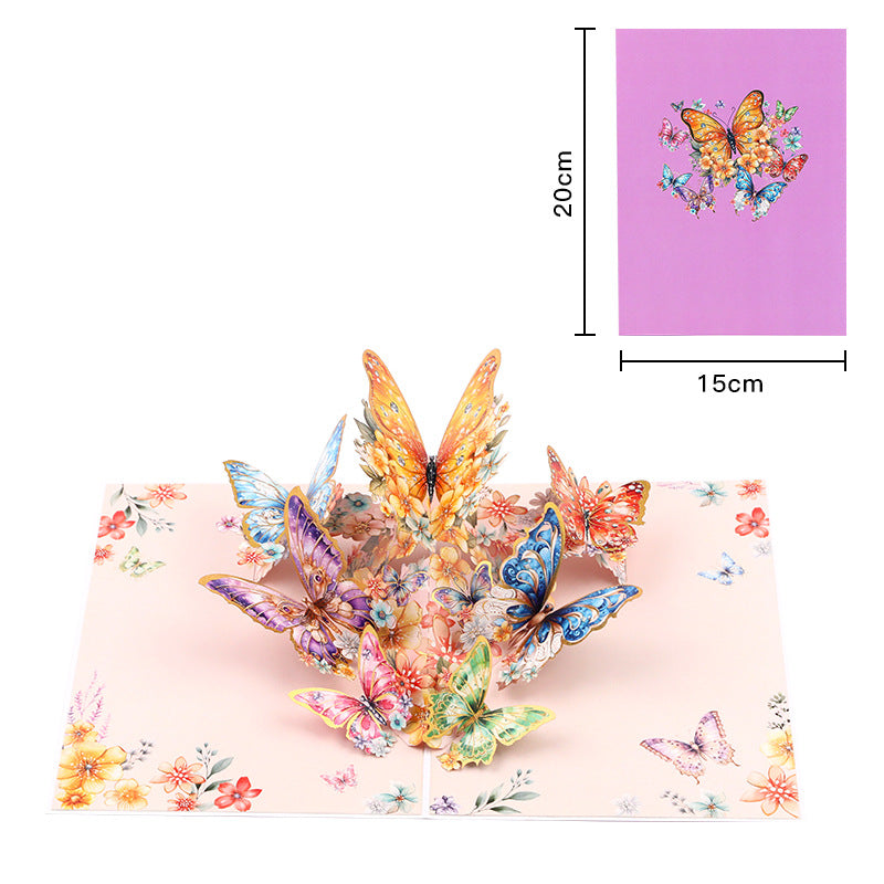 Fluttering Wishes Hot Stamped Purple Butterfly 3D Pop Up Greeting Card