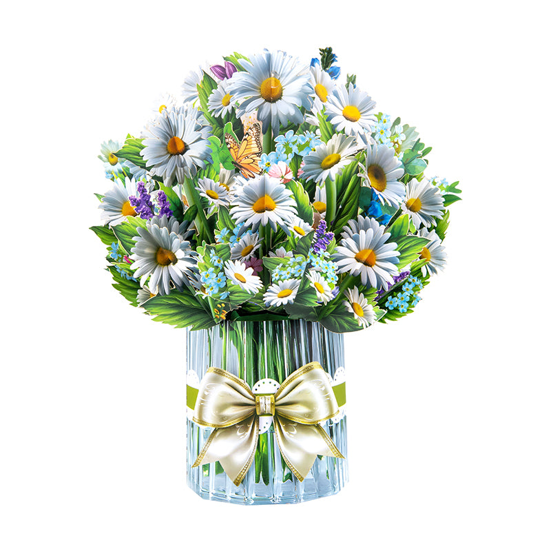 Garden Grace Daisies & Butterflies 3D Pop Up Floral Vase Card