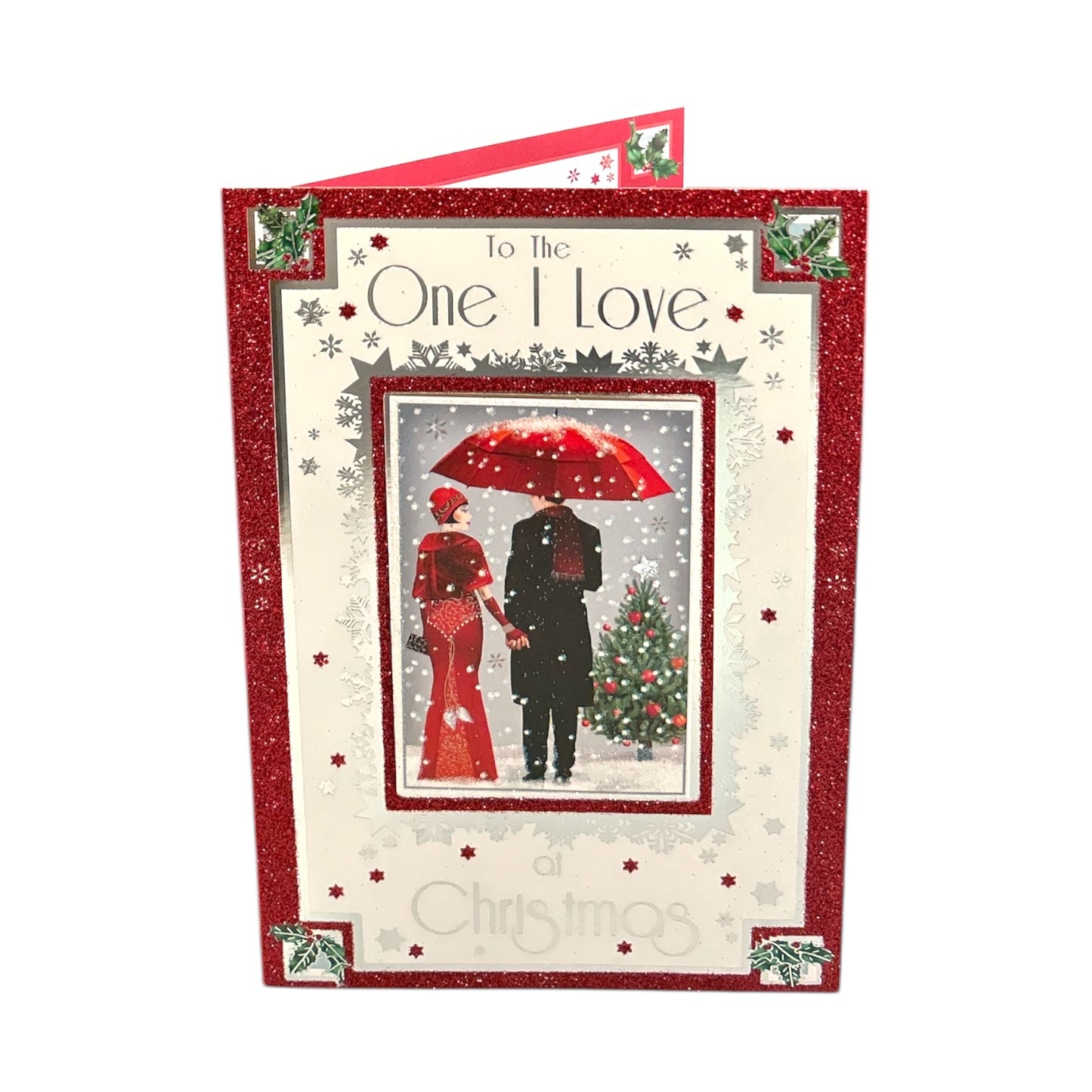 To The One I Love Lovely Couple With Snowy Scene Design Christmas Card