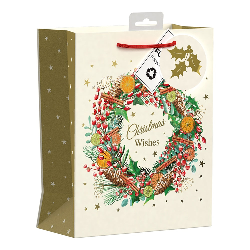 Christmas Wreath Design Medium Christmas Gift Bag
