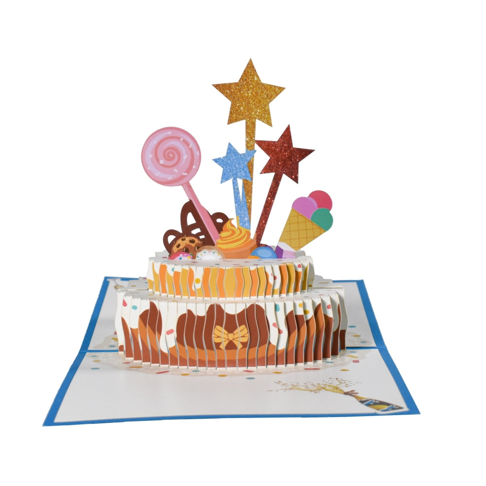 Blue Cake and Sprinkles Design 3D Pop Up Birthday Card