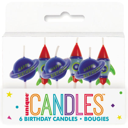 Pack of 6 Outer Space Pick Birthday Candles