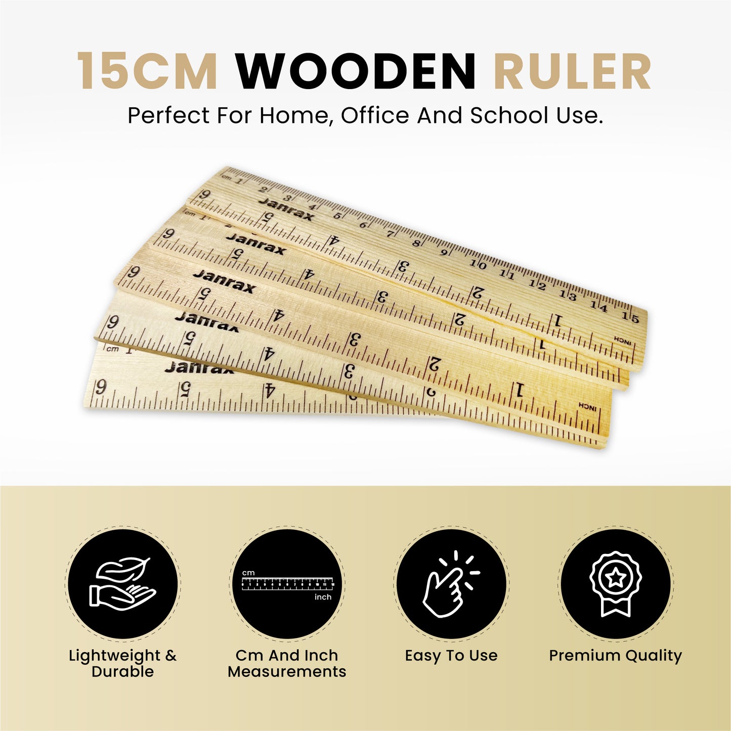 Pack of 24 15cm Wooden Rulers by Janrax
