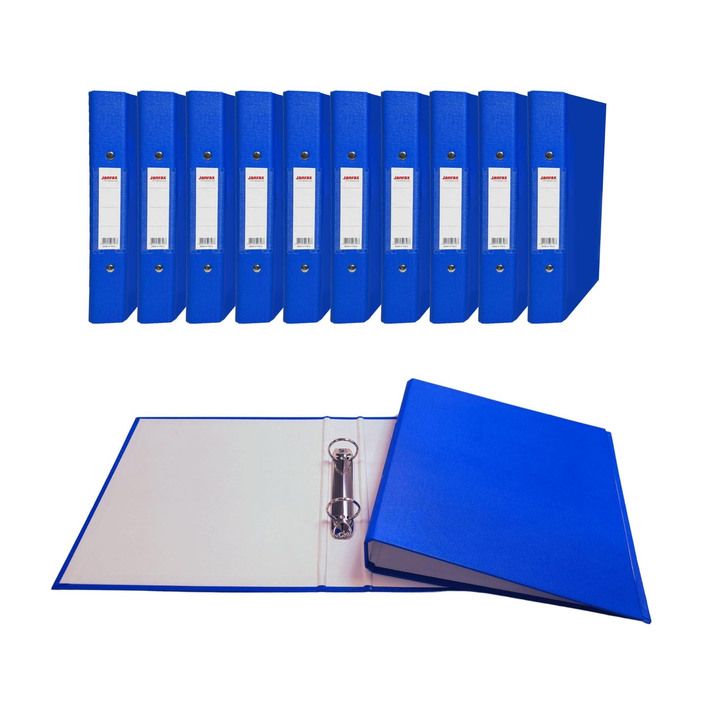 Pack of 10 A5 Blue Paper Over Board Ring Binders by Janrax