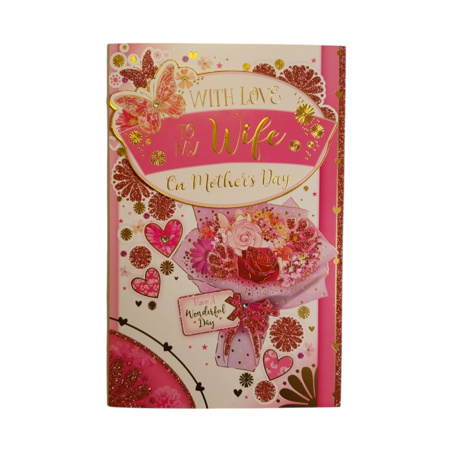 To My Wife Bouquet Of Pink Flowers Design Mother's Day Card