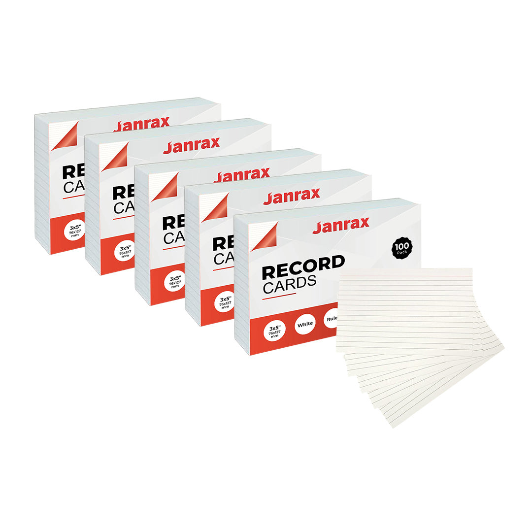 Pack of 600 White Ruled 5x3" Record Cards – Lined Study Index Cards for Notes, Revision