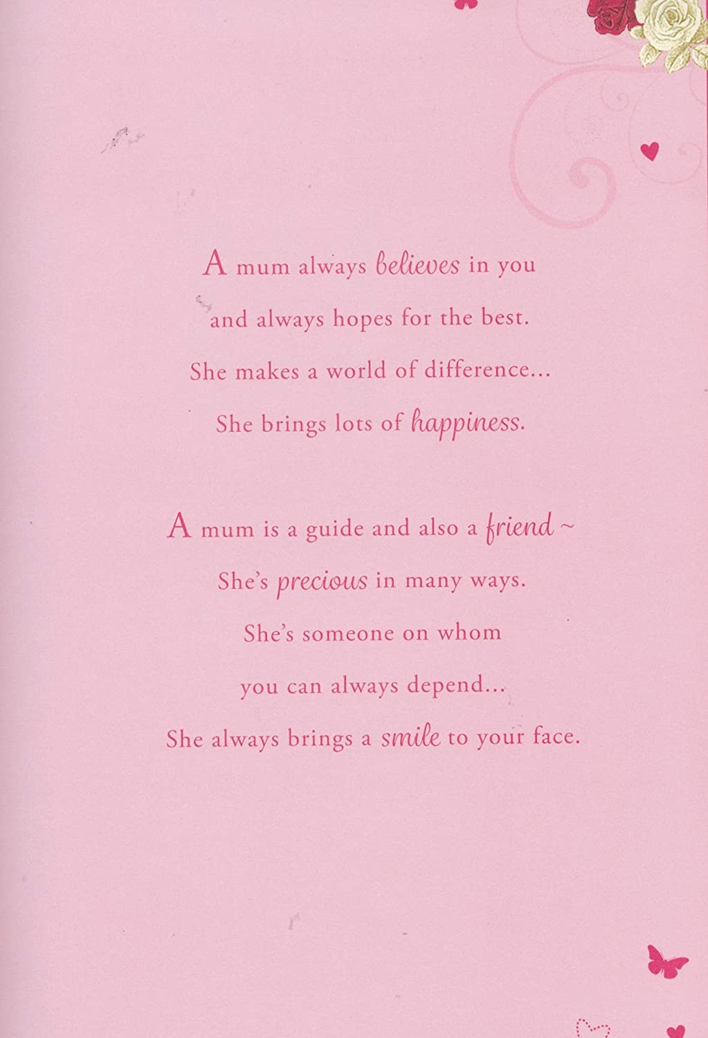 Special Mum 8 Page Insert Heart Design Luxury Mother's Day Card