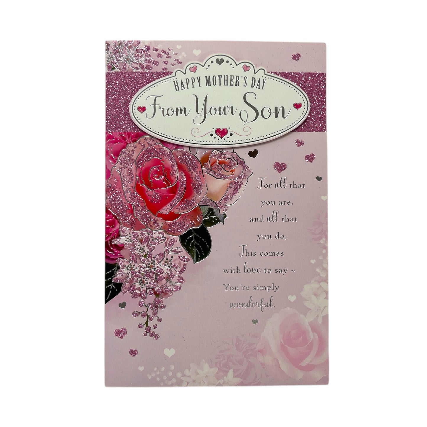 Happy Mother's Day From Son Beautiful Roses Design Pink Boxed Card