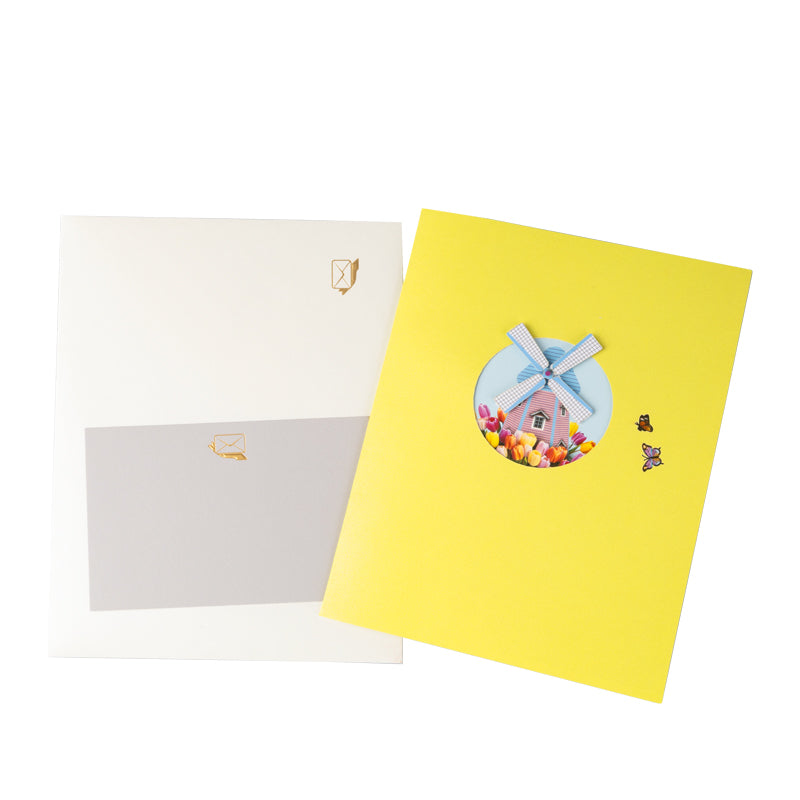 Rustic Charm Floral Windmill 3D Pop Up Greeting Card