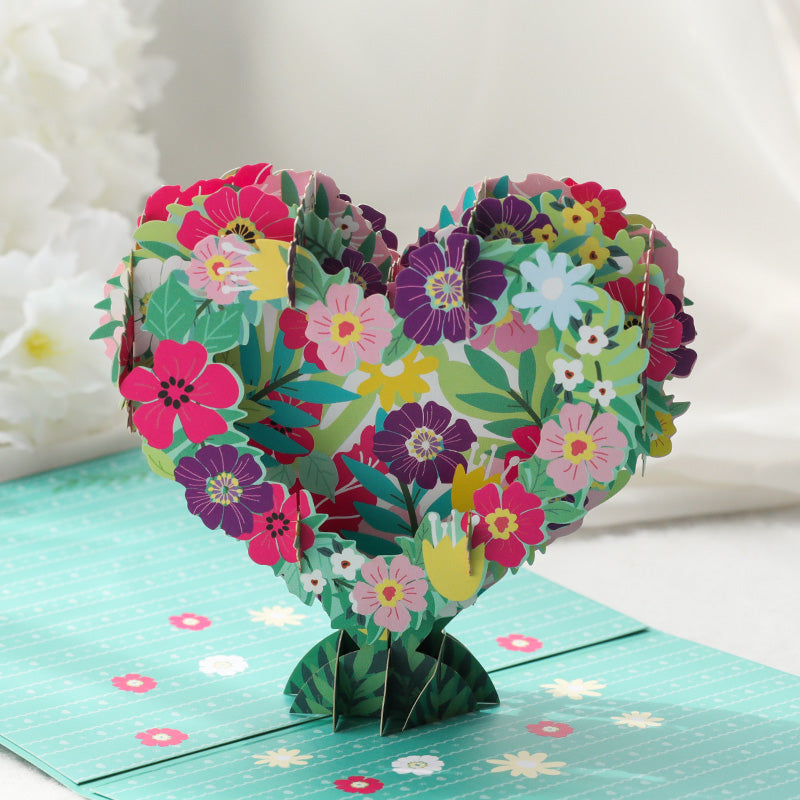 Floral Heart Wreath 3D Pop Up Thank You Card