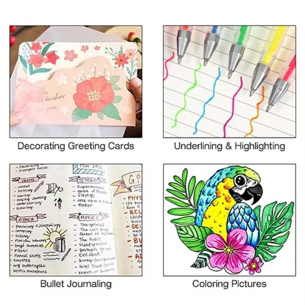 Pack of 12 Vibrant Neon Colours Gel Pens