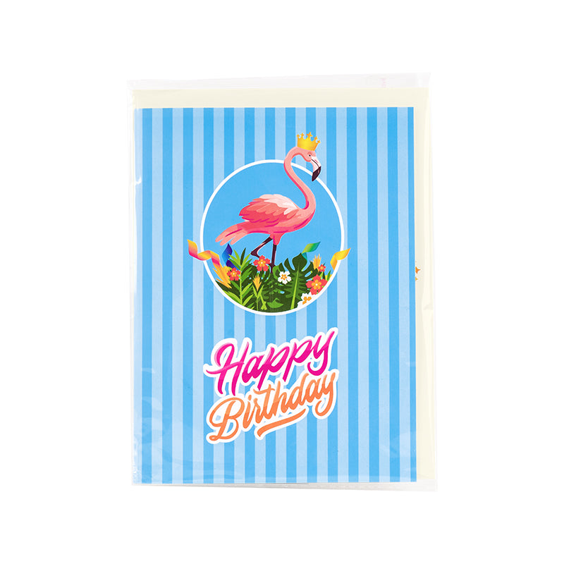 Pink Party Bird 3D Flamingo 3D Pop Up Birthday Card
