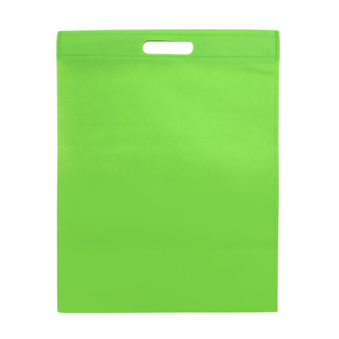 Pack of 100 Light Green Coloured 45x35cm Non-Woven Patch Handle Bags