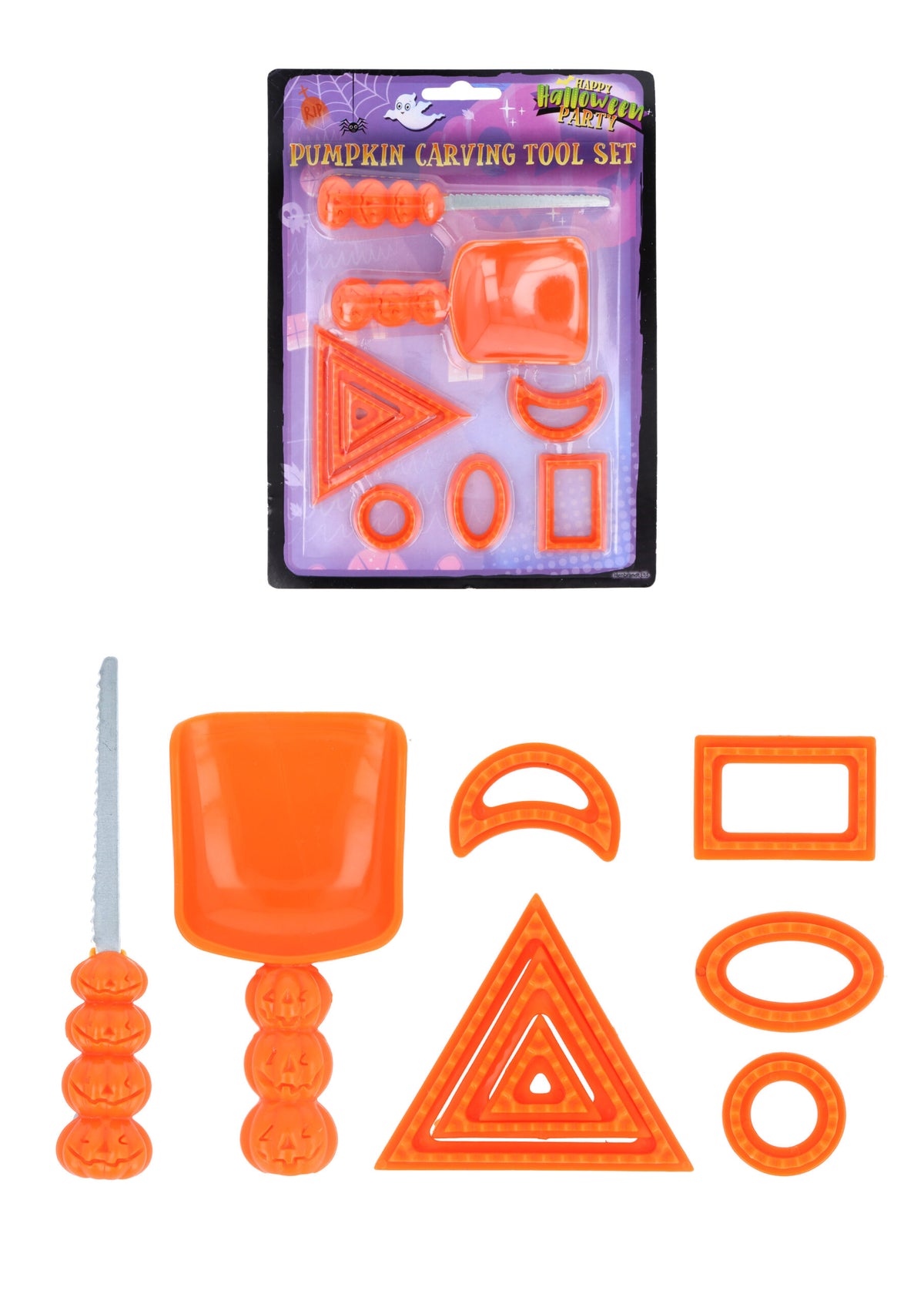 Halloween 9 Piece Pumpkin Carving Tool Set - Stencils Cutter Scooper