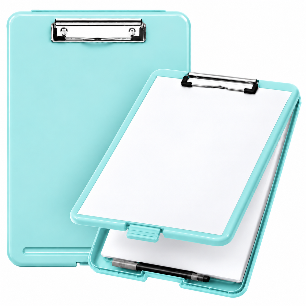 Pack of 10 A4 Pastel Coloured Plastic Clipboard Box Files - Storage Filing Case
