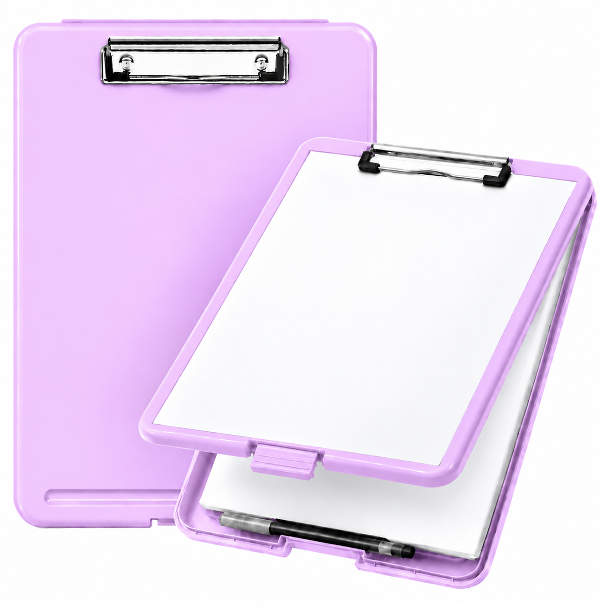 Pack of 10 A4 Pastel Purple Plastic Clipboard Box File - Storage Filing Case