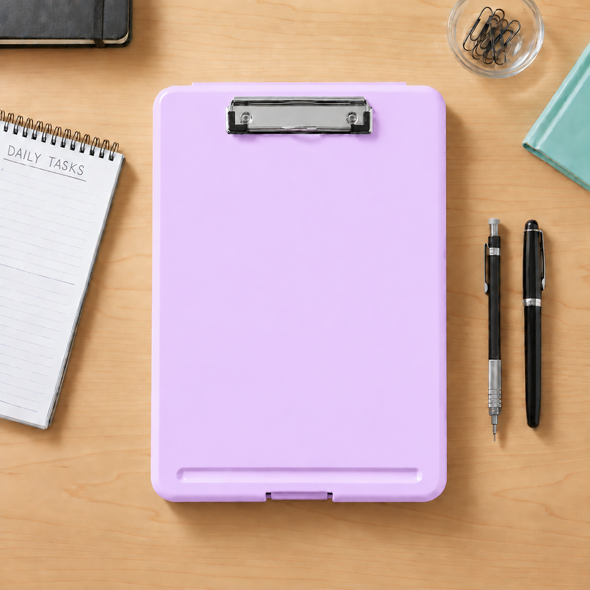 Pack of 5 A4 Pastel Purple Plastic Clipboard Box File - Storage Filing Case