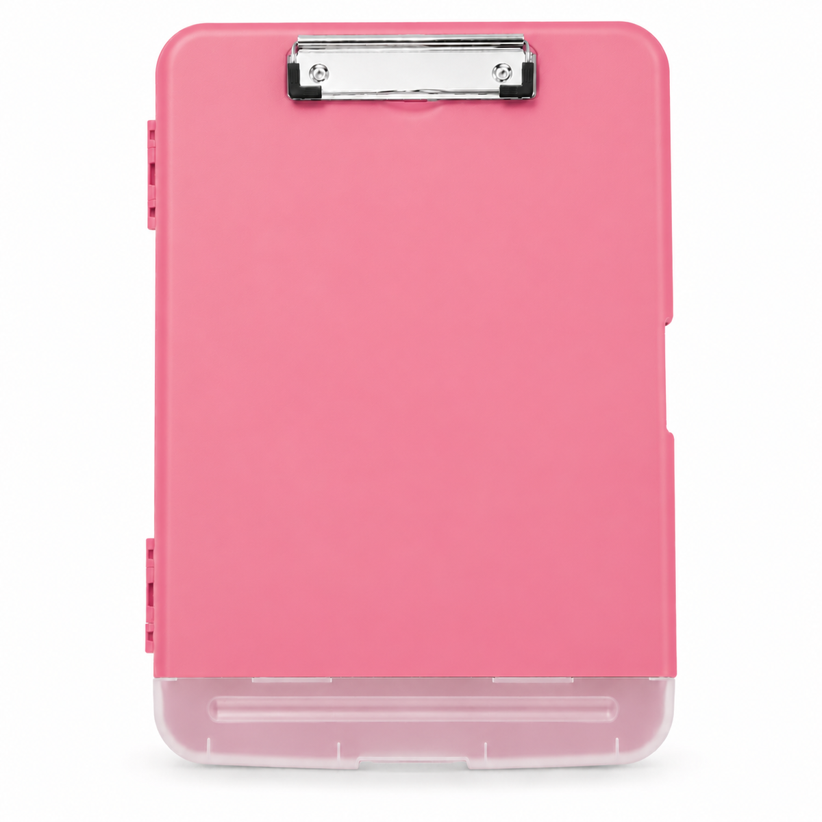 Pack of 12 A4 Pink Plastic Clipboard Box Files With Pencil Holder - Storage Filing Case
