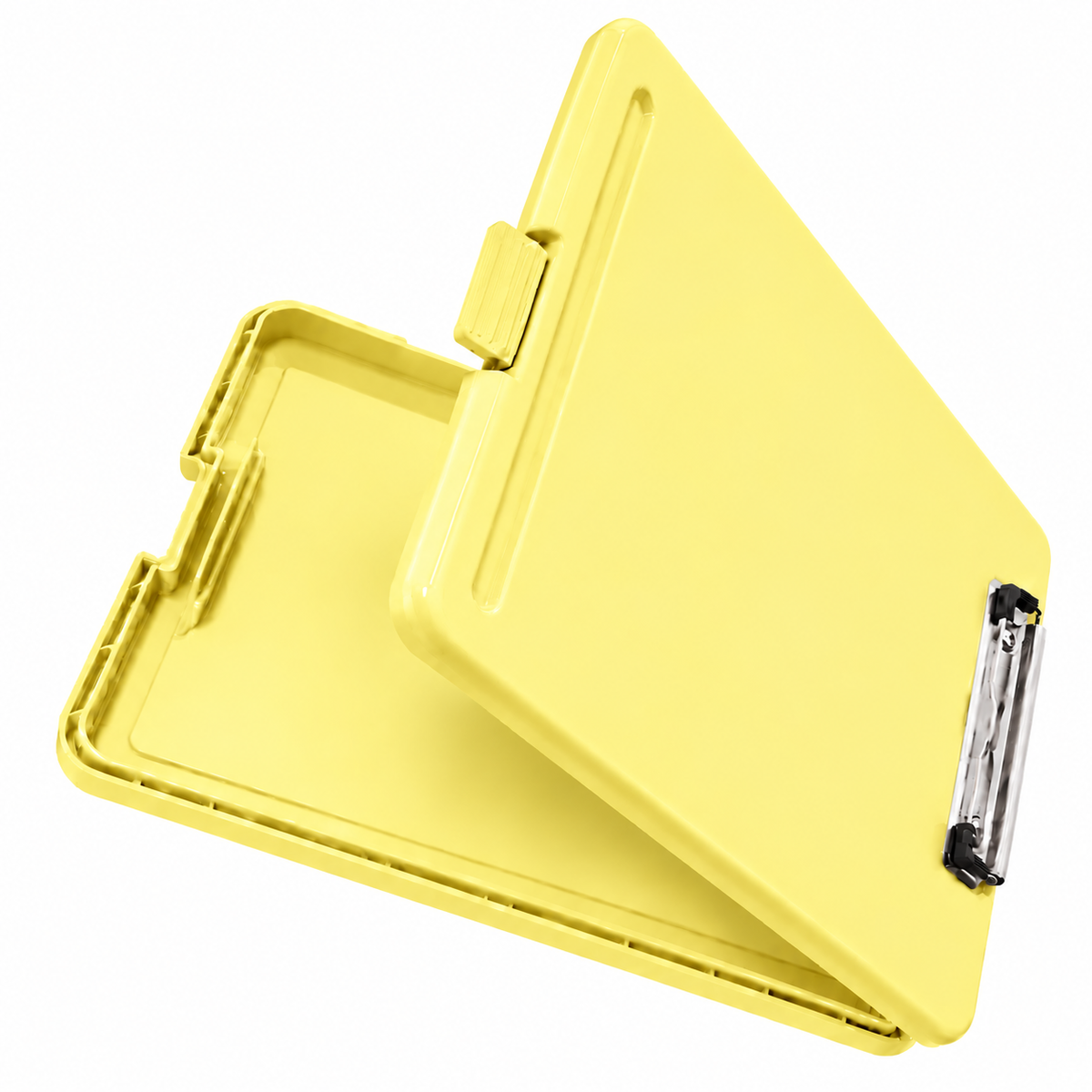 Pack of 5 A4 Pastel Yellow Plastic Clipboard Box File - Storage Filing Case