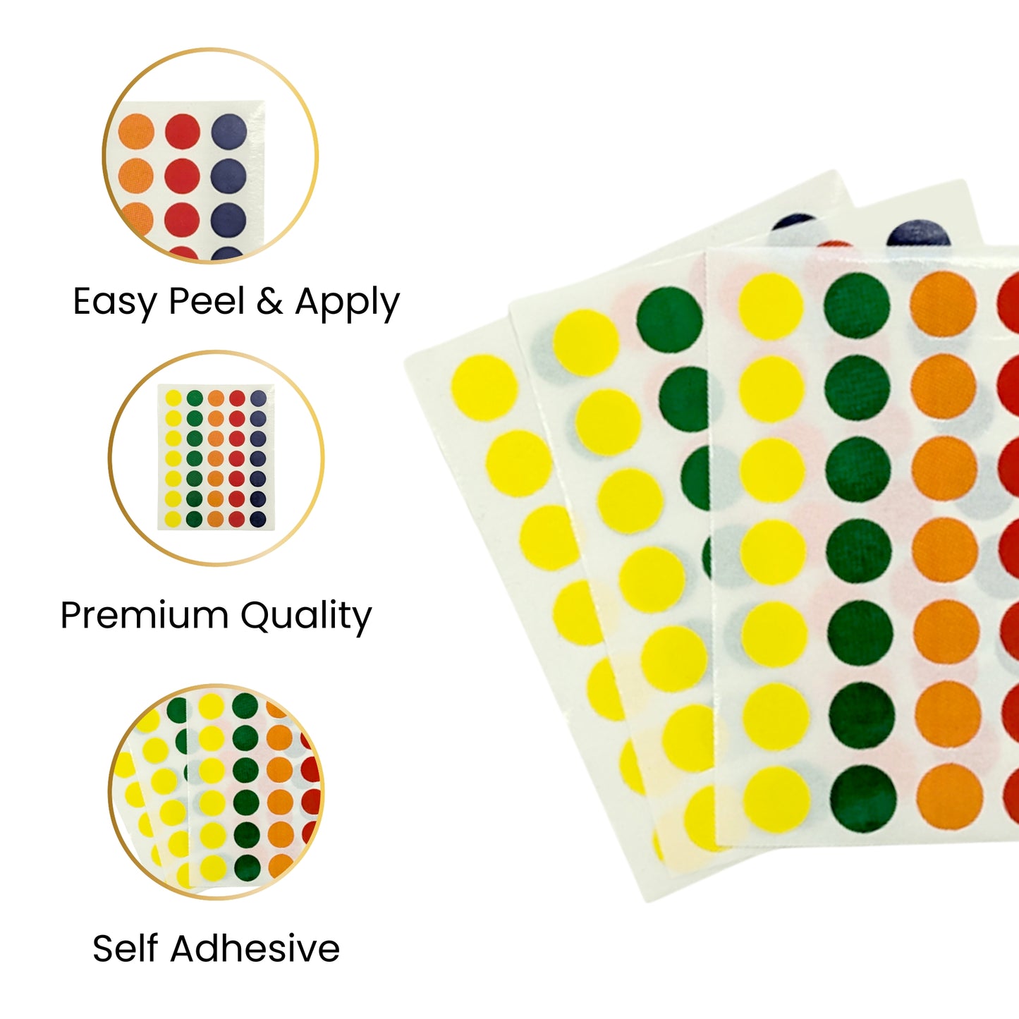 Pack of 105 Assorted 5 Colours 13mm Round Sticky Dots