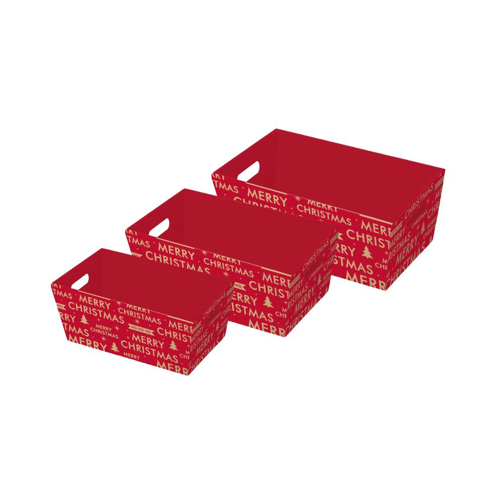 3 Pieces Merry Christmas Kraft Hamper Trays