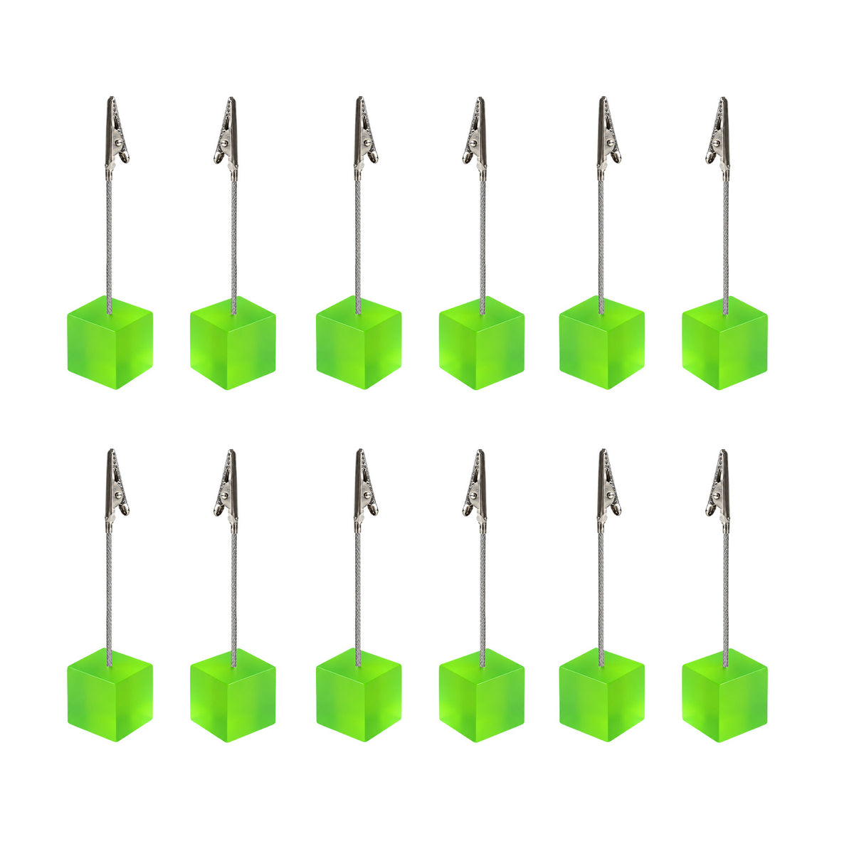 Pack of 12 Photo Holder Clips with Square Green Coloured Resin Base