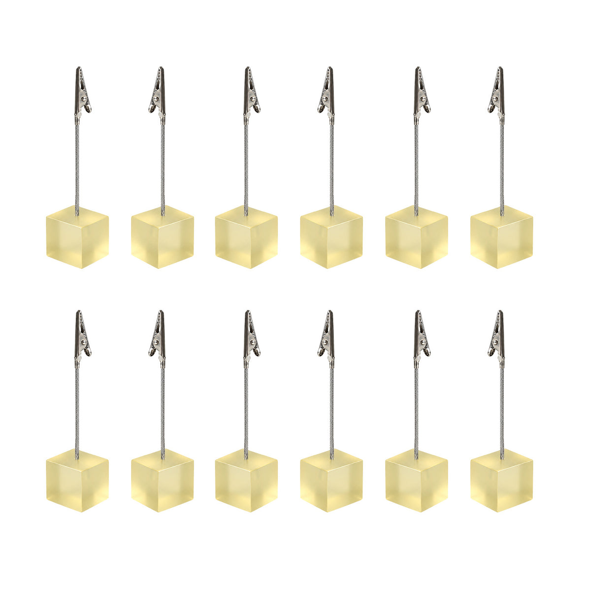 Pack of 12 Photo Holder Clips with Square Translucent Coloured Resin Base