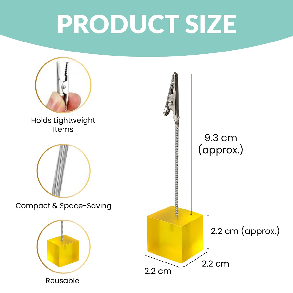 Photo Holder Clip with Square Blue Coloured Resin Base