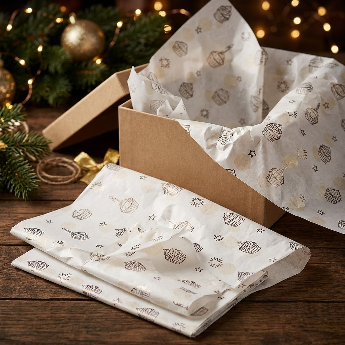 Pack of 5 Sweet Celebration Design 50 x 70 cm Luxury Silver Foil Tissue Sheets - Birthday, Cake, Celebration