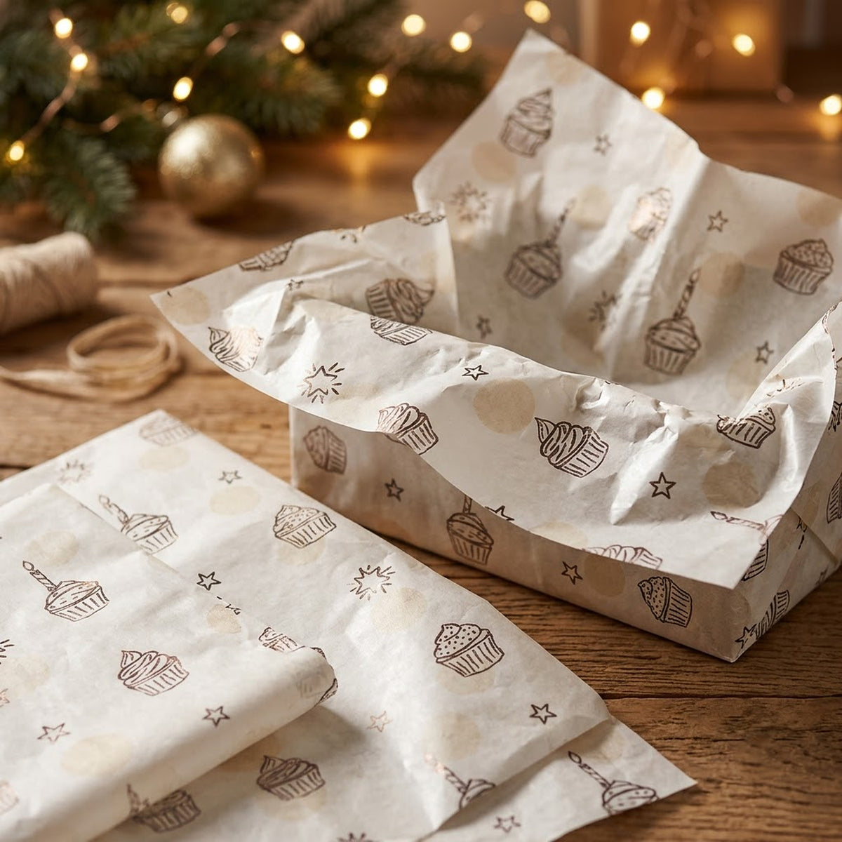 Pack of 5 Sweet Celebration Design 50 x 70 cm Luxury Silver Foil Tissue Sheets - Birthday, Cake, Celebration