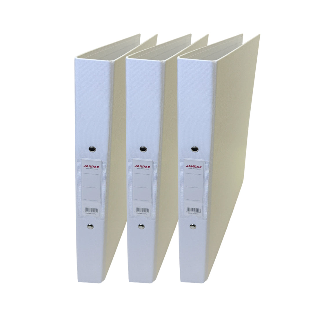 Pack of 3 A4 White Paper Over Board Ring Binders by Janrax
