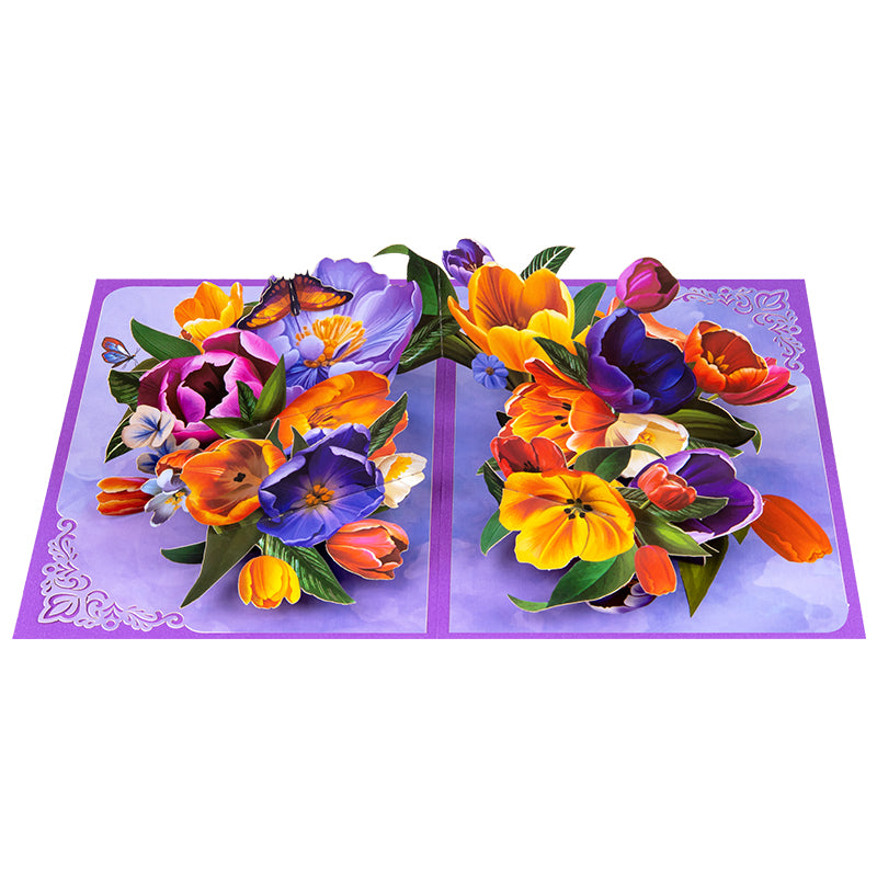 Joyful Blossoms Spring Bouquet 3D Pop Up Greeting Card