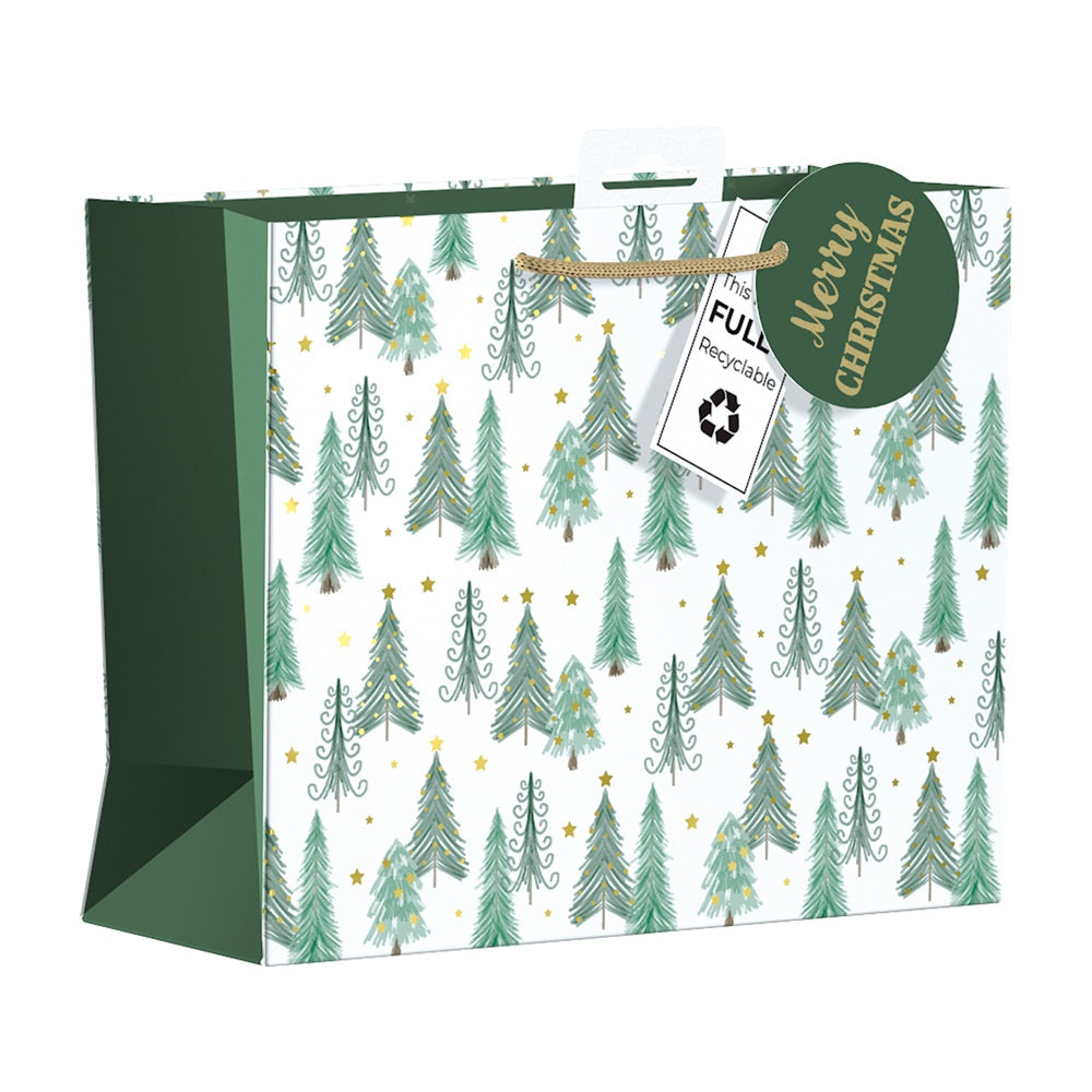 Nordic Noel Trees Design Medium Christmas Gift Bag