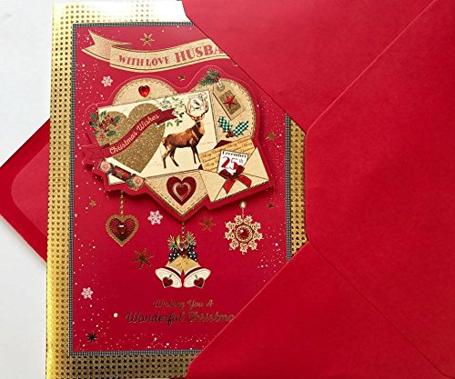 HUSBAND - Hand Made Luxury Nice Verse Christmas Greeting Card