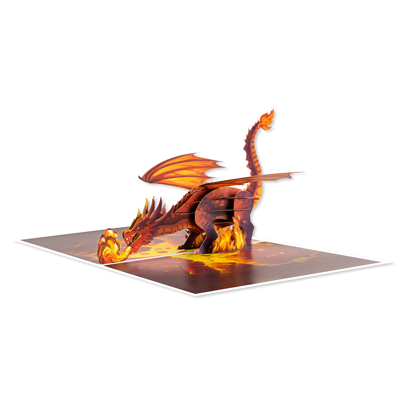 Rock Cracked Fire Breathing Dragon 3D Pop Up Greeting Card - Birthday Father's Valentine