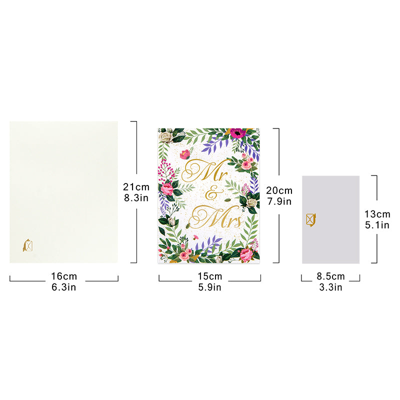 Mr & Mrs with Floral Accents Romantic Pop Up Wedding Congratulations Card