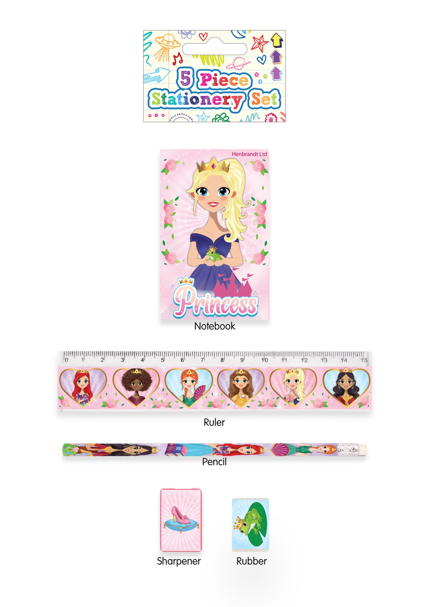5 Piece Princess Stationery Set