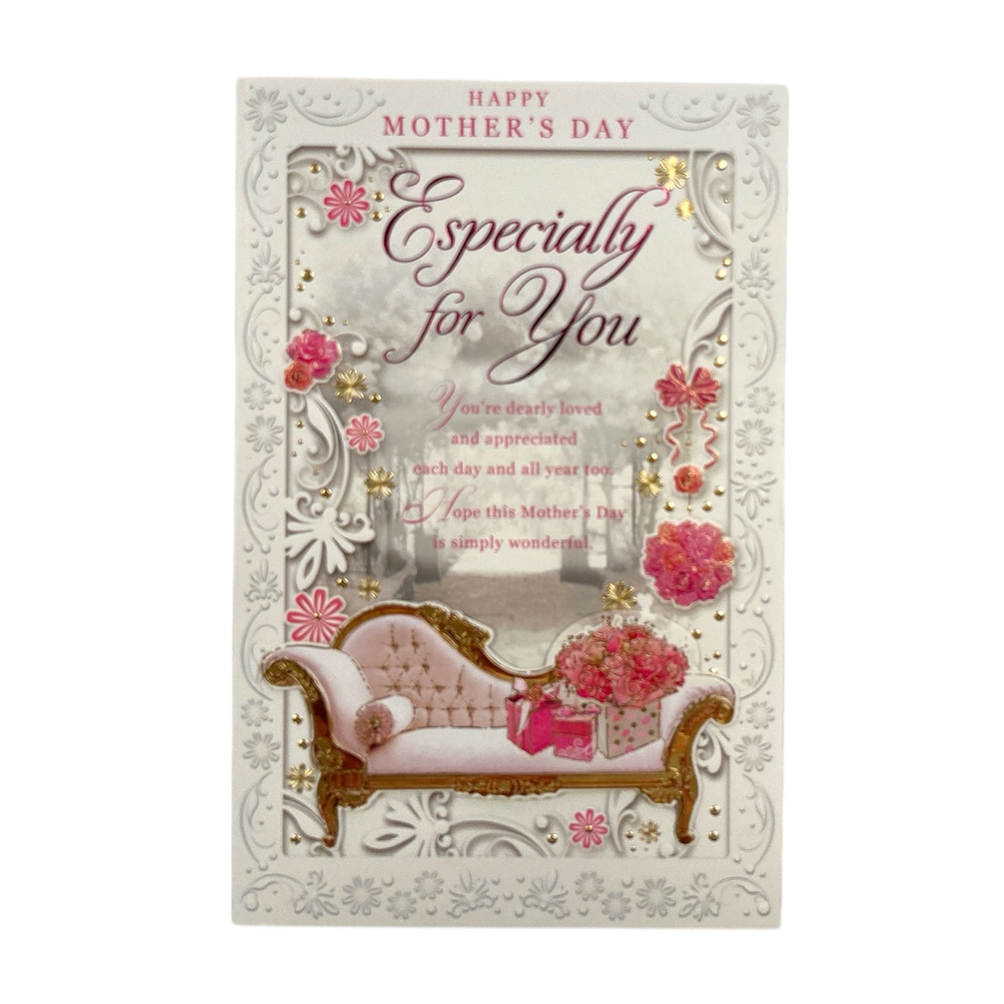 Happy Mother's Day Especially For You Foil Printed Sofa Design Open Card