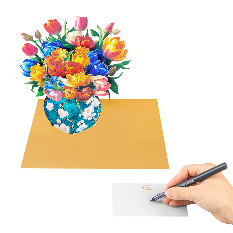 Tulip Harmony 3D Pop Up Vase Greeting Card