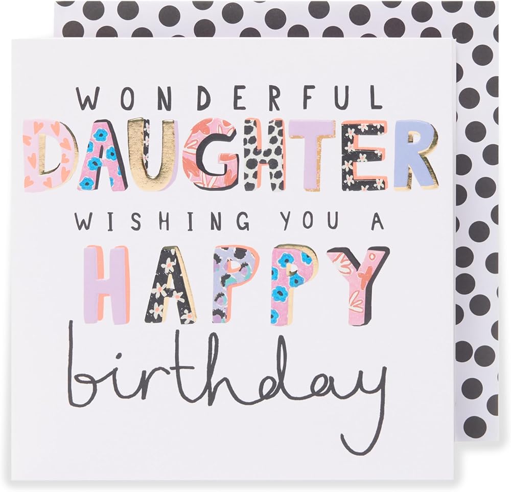 Colourful Lettering Daughter Birthday Card