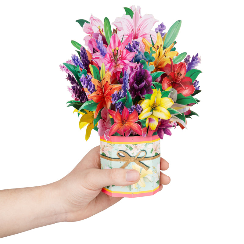 Lilies & Tulips Colorburst Bouquet 3D Pop Up Greeting Card