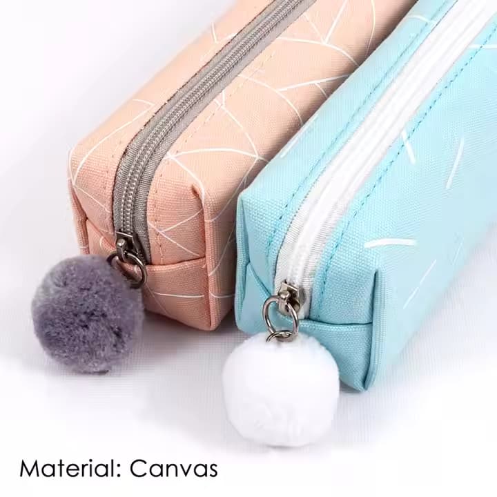 Single Colorful Canvas Student Pencil Case with Zipper